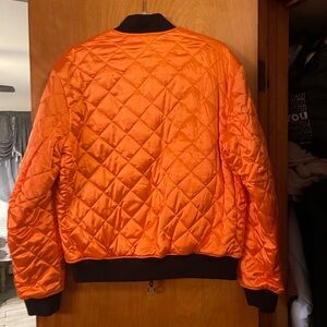 Armani Exchange Orange Bomber Jacket with Quilted Design